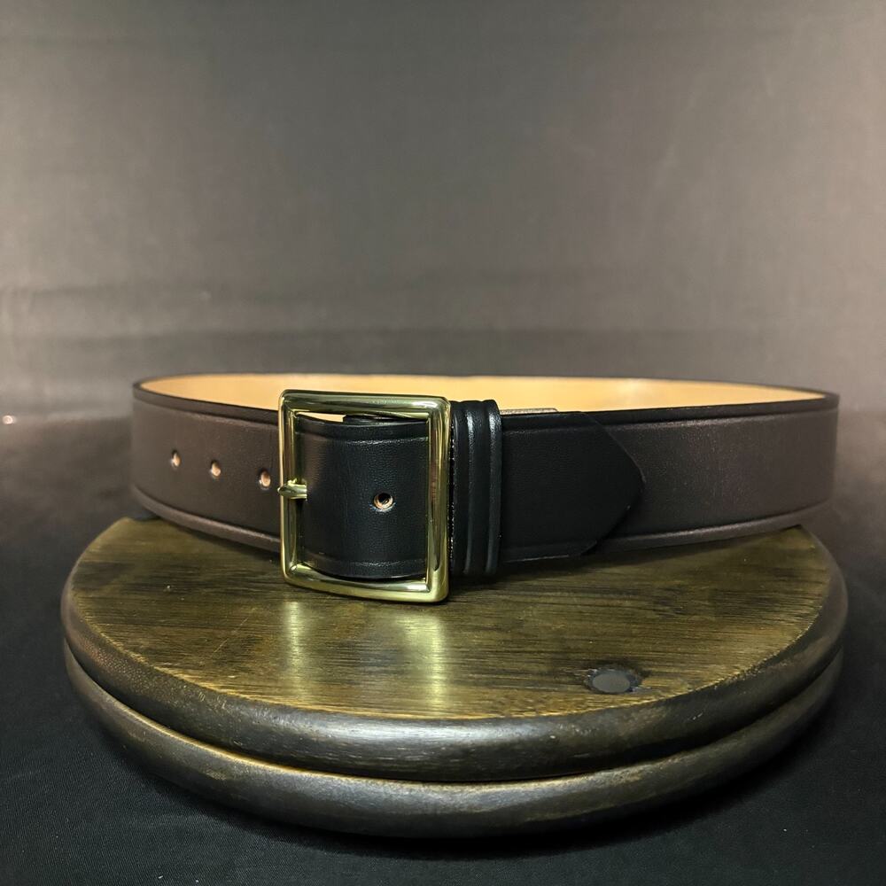 Dutyman Uniform Belt Size 38" Government Spec Plain Black Leather 1.75" Wide
